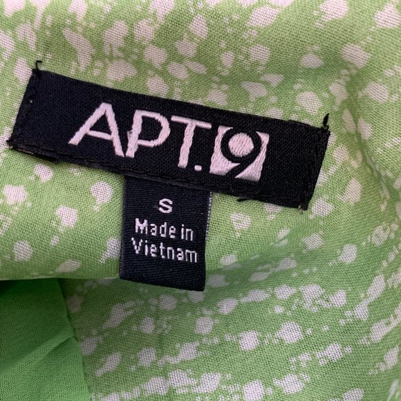 APT 9 Beautiful Green‎ Floral Blouse Small Pleated Off Shoulder Cute Bow Tie - Picture 3 of 12